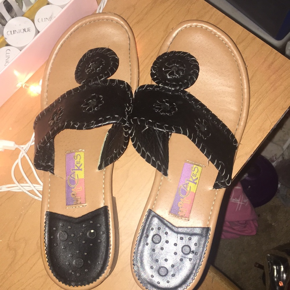 Black and tan sandals